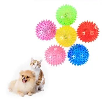 Dog Squeaky Toys Colorful Soft Rubber Luminous Pet Puppy Dog Chewing Playing Elastic Hedgehog Ball Toy Small Pet Supplies 6