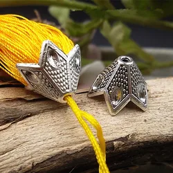 20pcs/lot Antique Silver Ornament Bead Cap 20x12mm Metal Charm Pendant Tassel End Caps Women Earrings DIY Jewelry Accessories