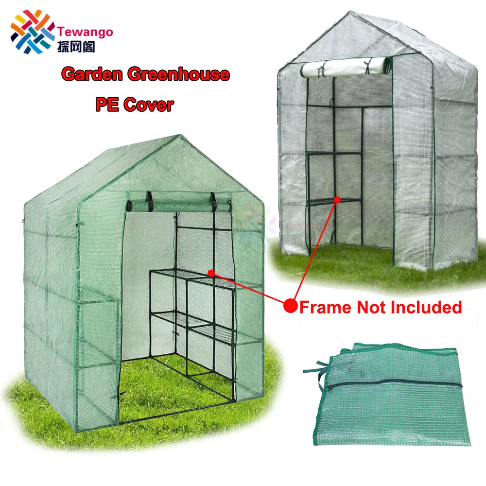 Tewango Garden Greenhouse PE Cover rośliny utrzymuj ciepło Sunroom na kwiaty Roll-up Windows bez ramki 69*49*160cm/143*73*195cm