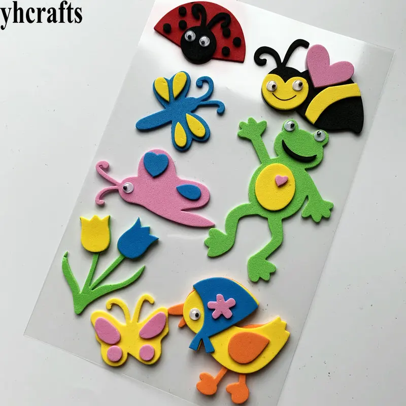 1Bag/Lot,3D foam stickers animal car Flower Mermaid Princess Dinosaur Ocean 3D foam stickers Kids craft diy toys Creative crafts