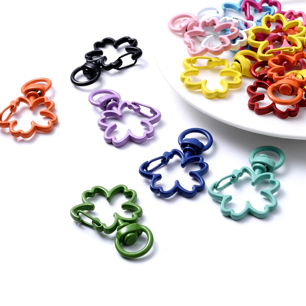 5 teile/los Blume Karabiner Haken Schlüsselanhänger Trigger Clips Schnallen für DIY Schmuck Machen Schlüssel Ketten Ring Zubehör 24*34mm – Detail 5