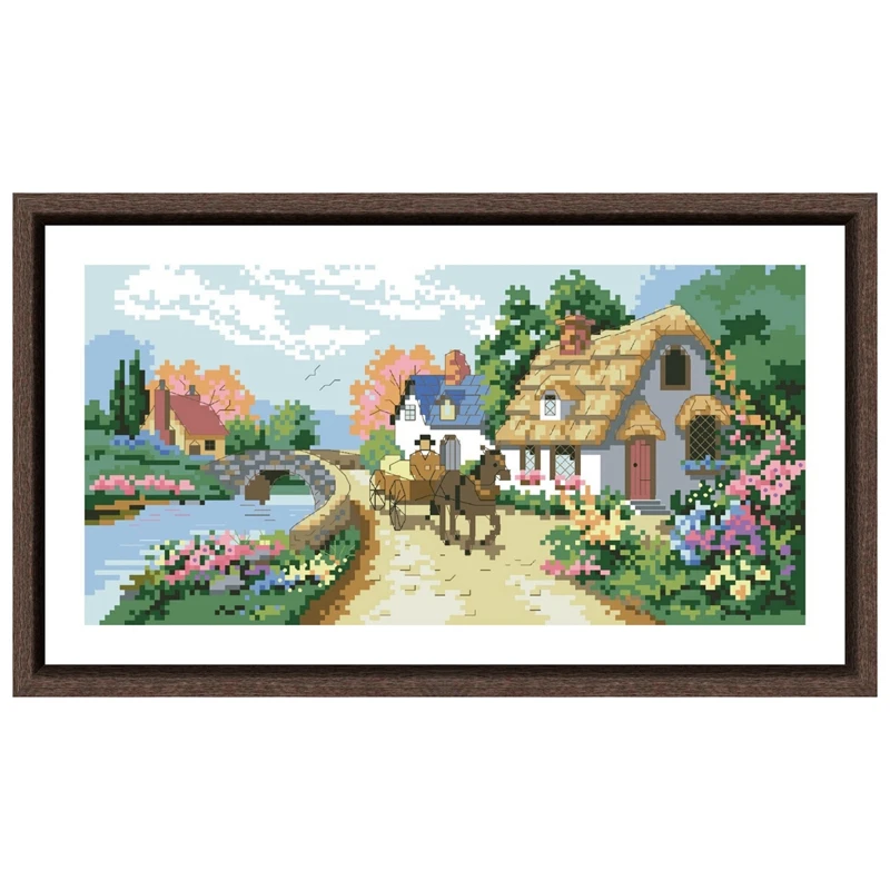 

Dreampattern Village serene cross stitch kits spring embroidery needlework sets 18ct 14ct 11ct white cloth DIY handmade