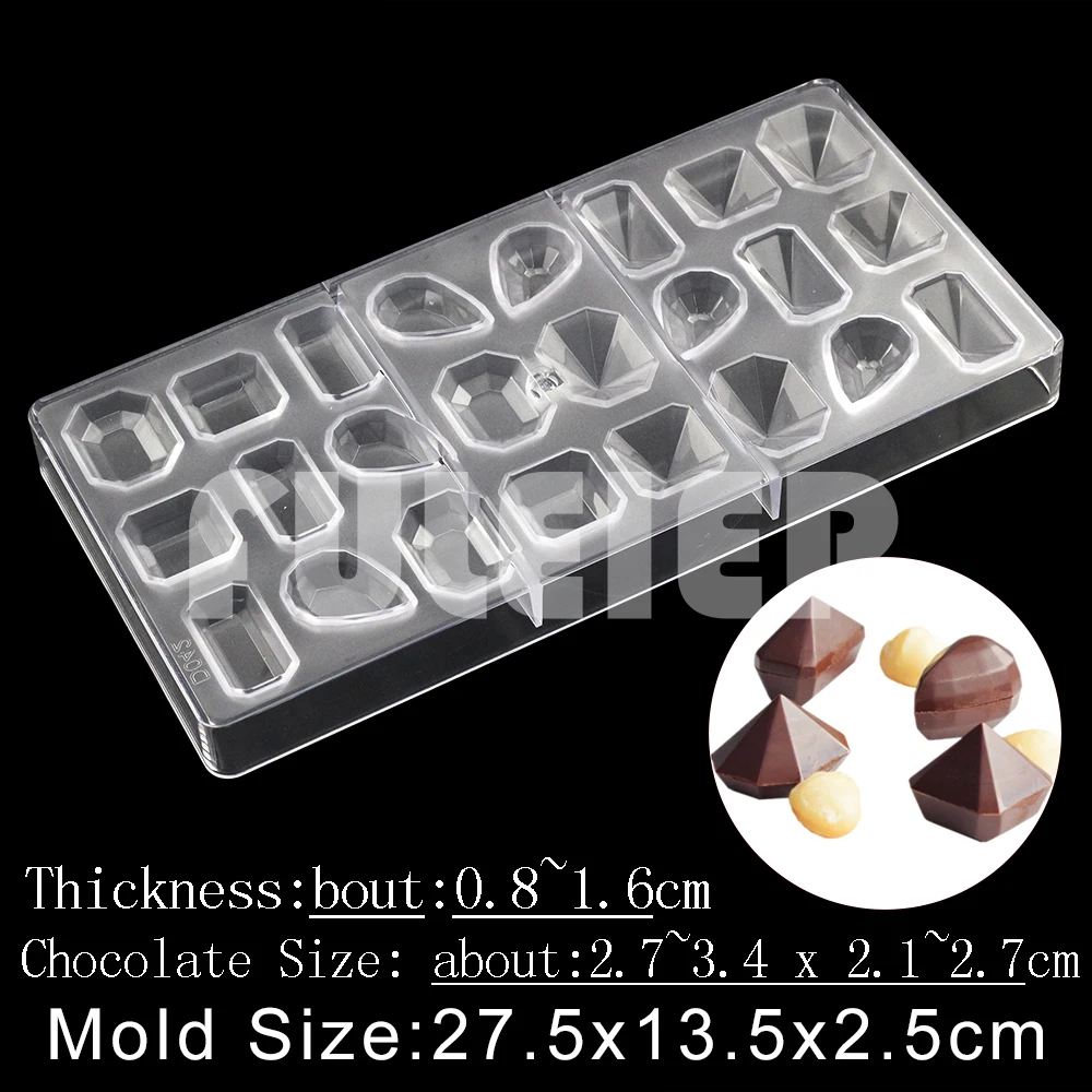 3D Polycarbonate Chocolate Bar Mold For Baking Candy BonBon Pastry Cake Decoration Confectionery Tool Sweets Chocolate Mould