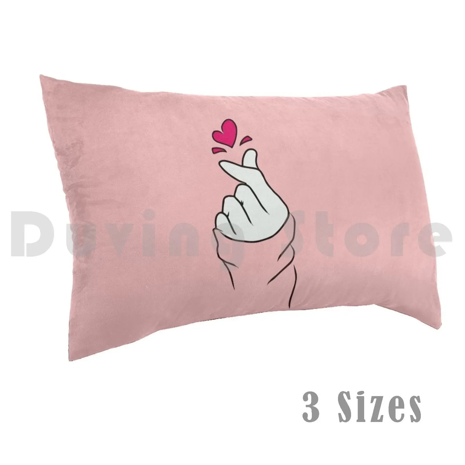 Pillow?case Korean Drama | Saranghae Finger Heart I Ilove Two Finger Movement Of The Heart | K-Pop Print Washable