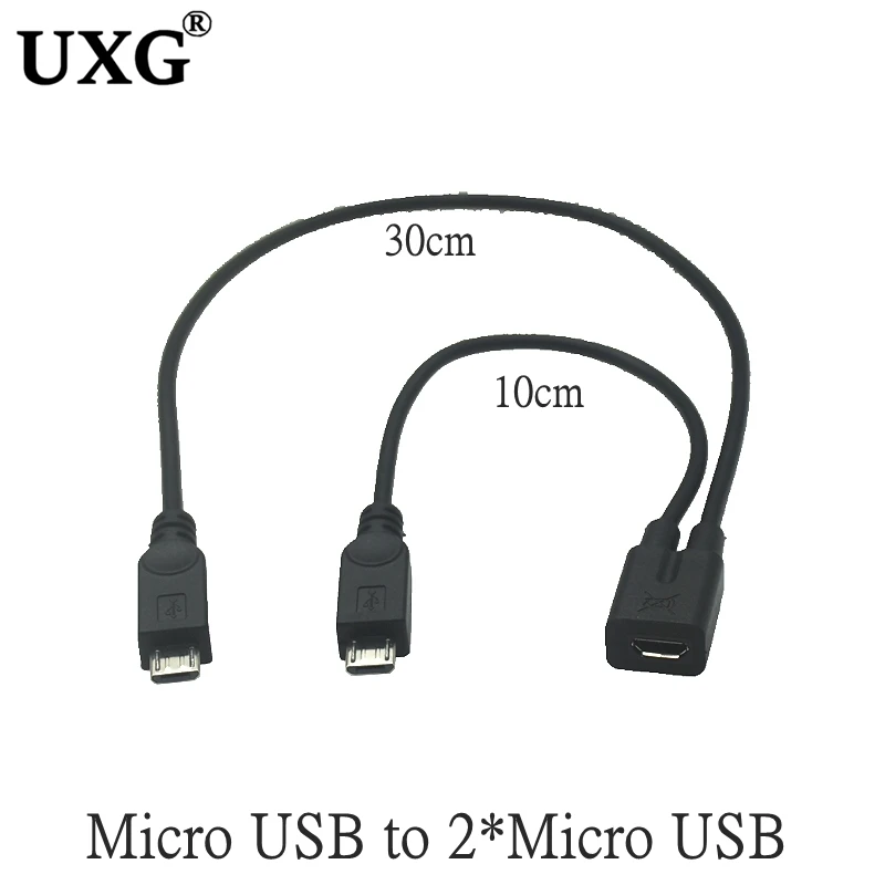 Micro USB Female to 2 Micro USB Male Splitter extension charge cable for Galaxy S5 i9600 S4 I9500 Note 2 N7100 S3 I9300 S2 cable