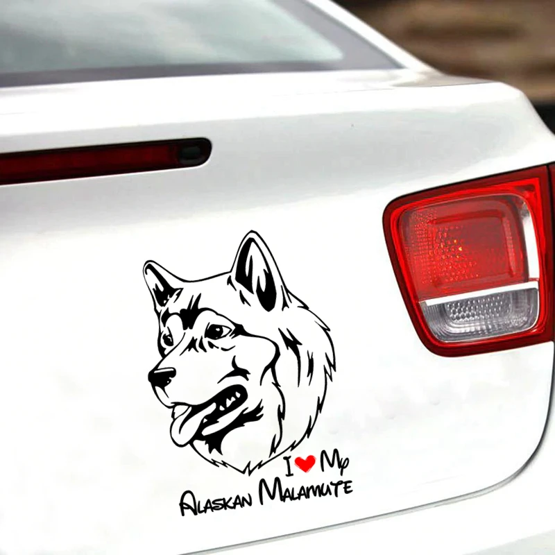 S61418 # I Love My Alaskan Malamute Dog Black Transparent Car Sticker Vinyl Decal Waterproof Decors for Motorcycle Bumper Laptop