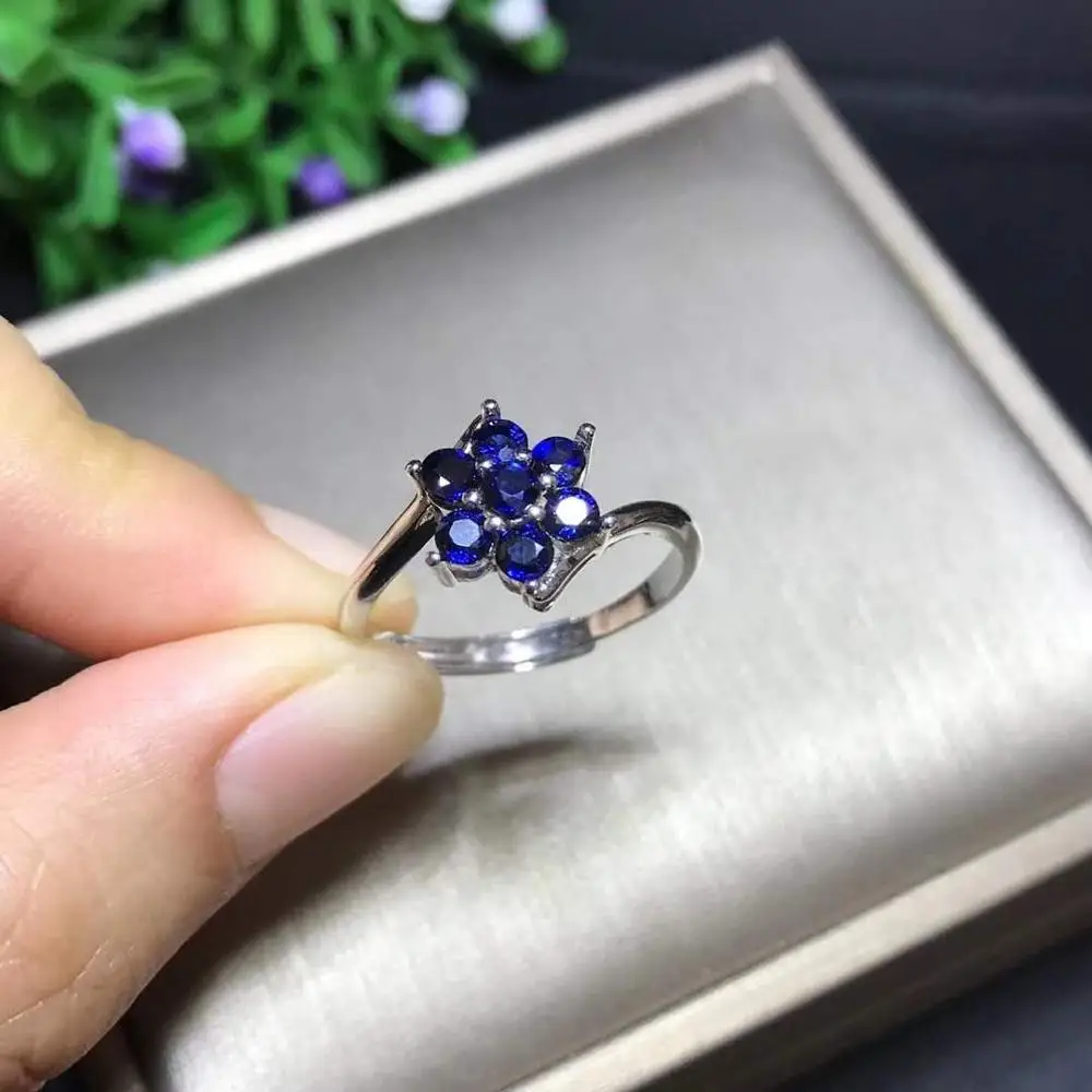 handworked jewelry Finger rings Natural real blue sapphire ring 925 sterling silver Fine handworked jewelry Finger rings