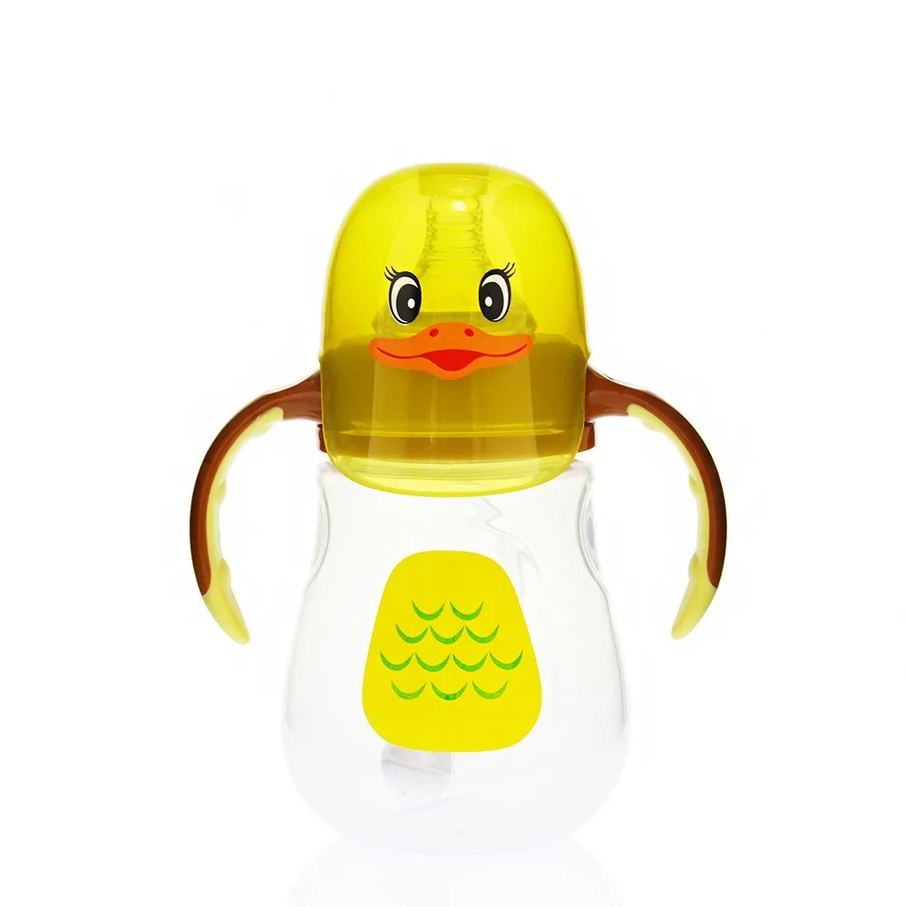 280mL Carton Penguin Chick Duck PP Plastic Wide Caliber Baby Infant Newborn Feeding Bottle Feeder