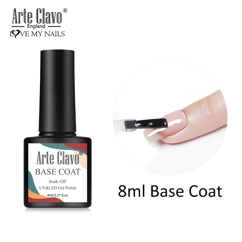 Arte Clavo Top Coat Base Coat Nail Primer For Nails Vernis Semi Permanant UV LED Lamp Fast Dry Soak Off Gel Polish Gellak 8ml