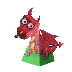 Optical Illusions Red Dragon Ornaments Folding Cute Mini 3D Paper Model Papercraft DIY Kids Adult Handmade Craft Toys ER-065