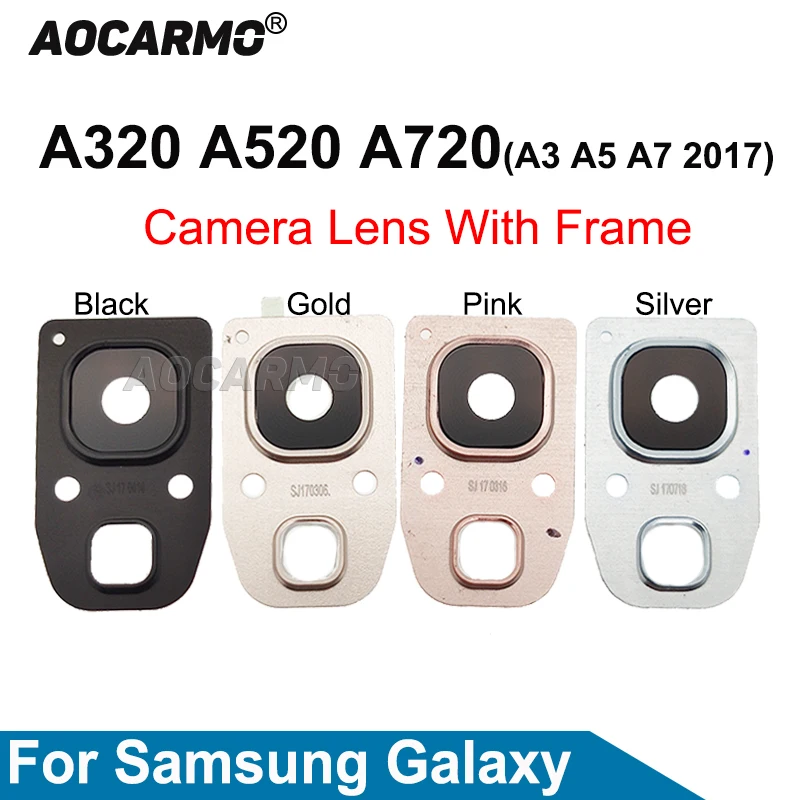 Aocarmo For Samsung Galaxy A5 A7 A3 2017 A520 A720 A320 Back Rear Camera Lens Glass Ring Cover With Frame Replacement Parts