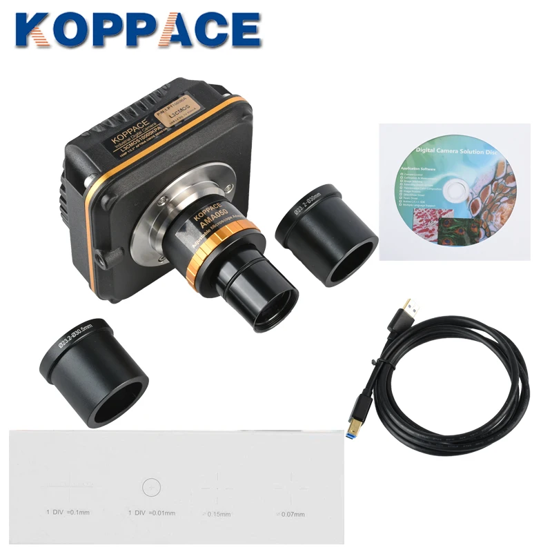 KOPPCE 10 MP Microscope Camera USB3.0 Adjustable Focus 0.5X Industrial Camera Electronic Eyepiece 23.2mm To 30mm Und 30.5mm