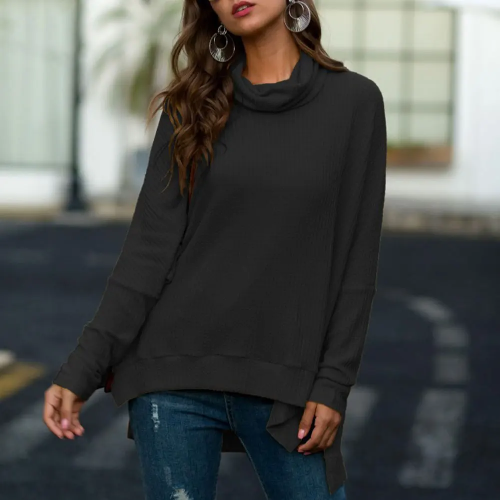 Suéter de manga larga para Mujer, jersey de cuello alto, informal, suelto, Tops de punto, moda de otoño