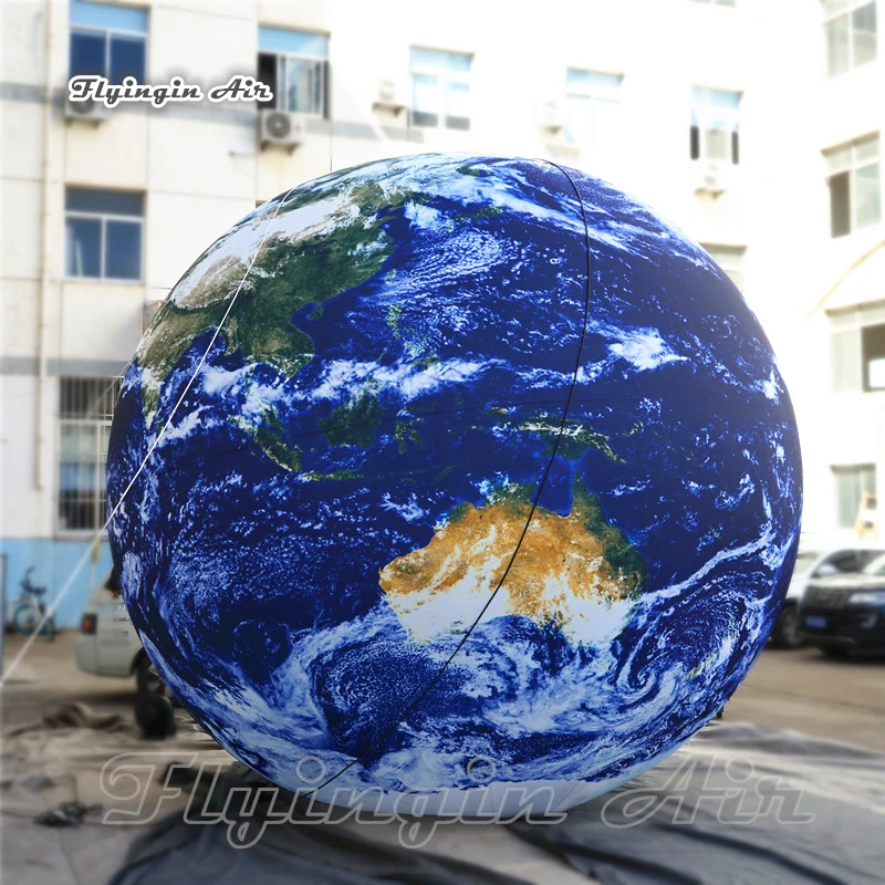 Huge Lighting Inflatable Earth Hanging/Ground Blue Planet Air Blown Globe Balloon With Led Lights For Music Party Decoration