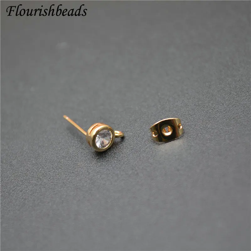 Real Gold Plating Ear Stud Anti-rust Nickle Free Metal Ear Wire DIY Earrings Fashion Jewelry Components 50pcs/ Lot