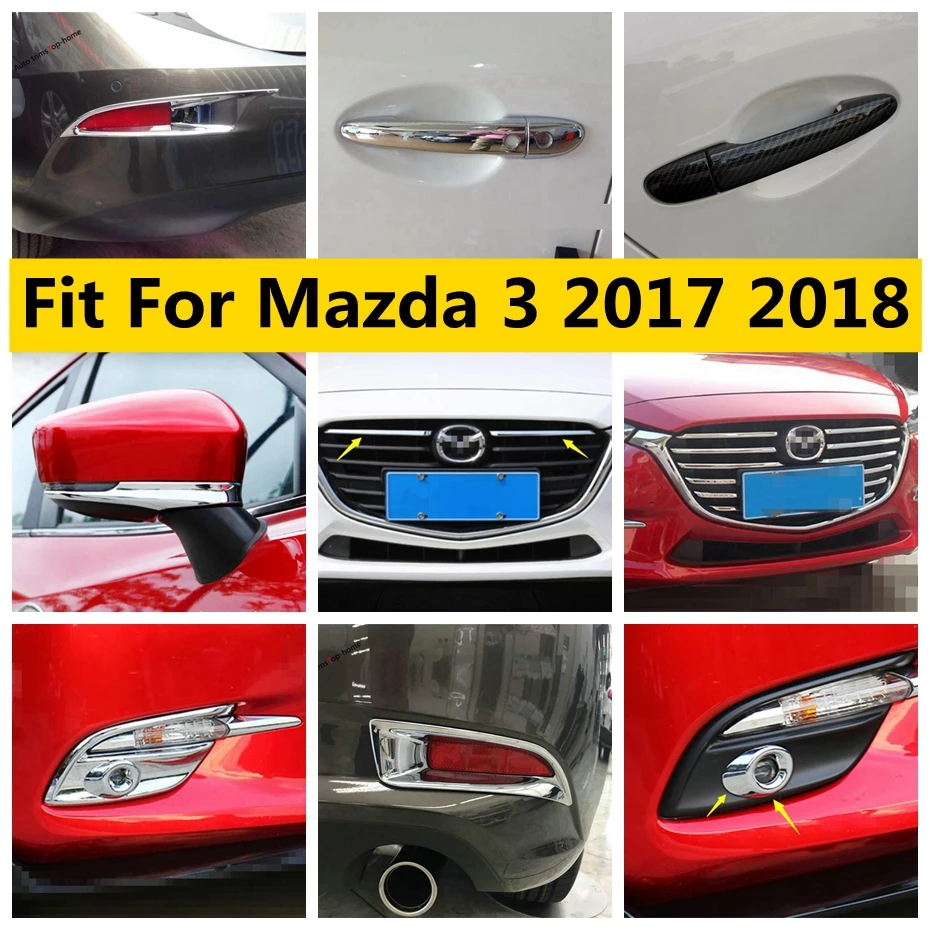 

Accessories Exterior For Mazda 3 2017 2018 ABS Chrome Front Racing Grille Grill / Rear Mirror / Strip / Door Handle / Cover Trim