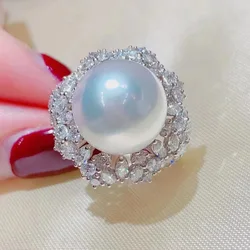 MeiBaPJ Luxurious Natural Freshwater Pearl Flower Ring Real 925 Sterling Silver Fine Wedding Jewelry For Women