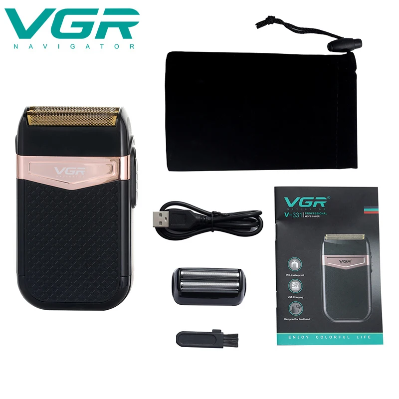 VGR Portable Electric Shaver, Reciprocating Body Washable Razor,  Leather Case Shaver Home Applicance V-331