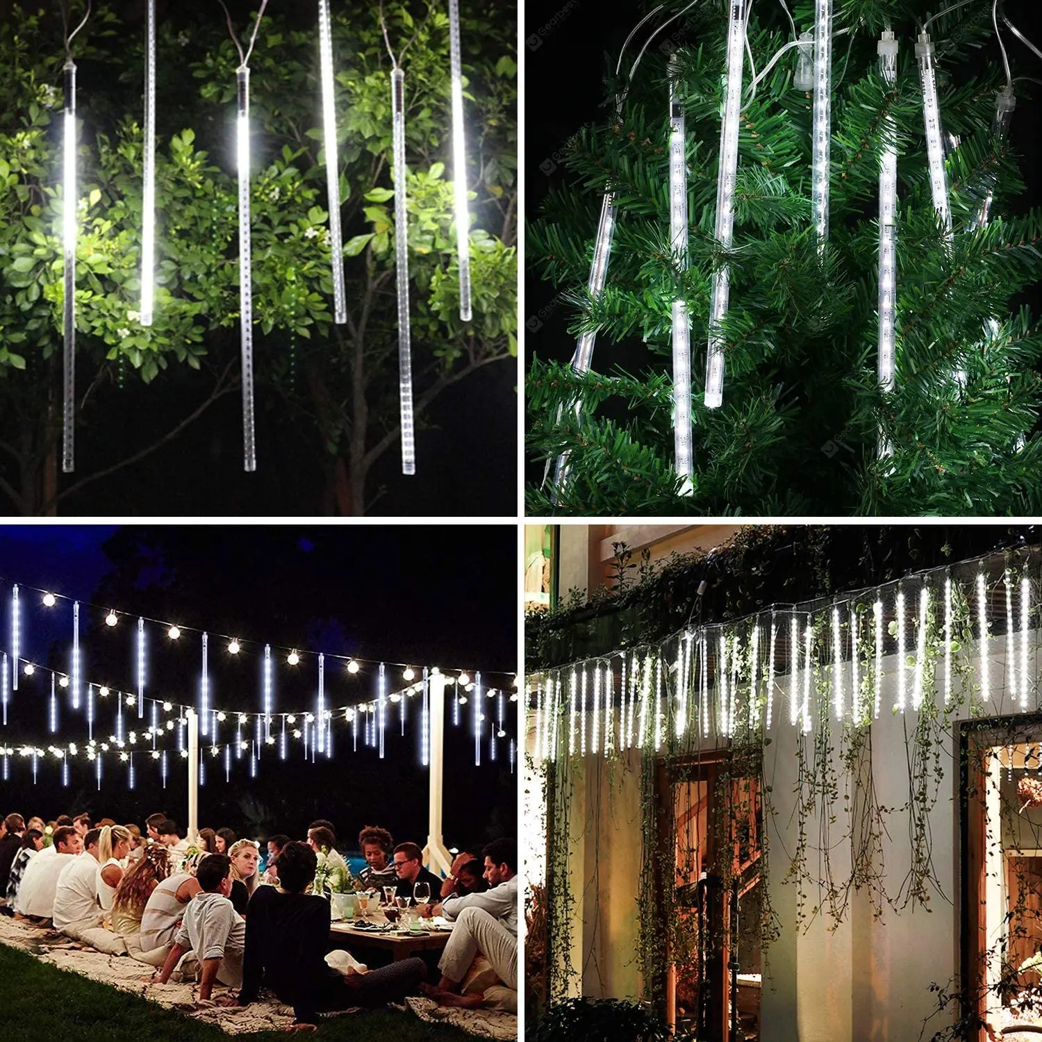 Festoon LED Rain Lamp para o Natal, Meteor Shower Lights, 8 tubos, Tree Eaves Decor, Holiday Party, Ano Novo, 2022, 30cm