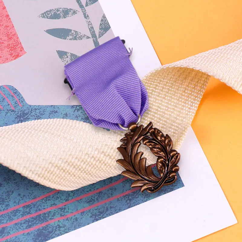 France Palm Leaf Purple Knight Medal Highest Honor Medal For Cultural Education Brooch Pin view 5