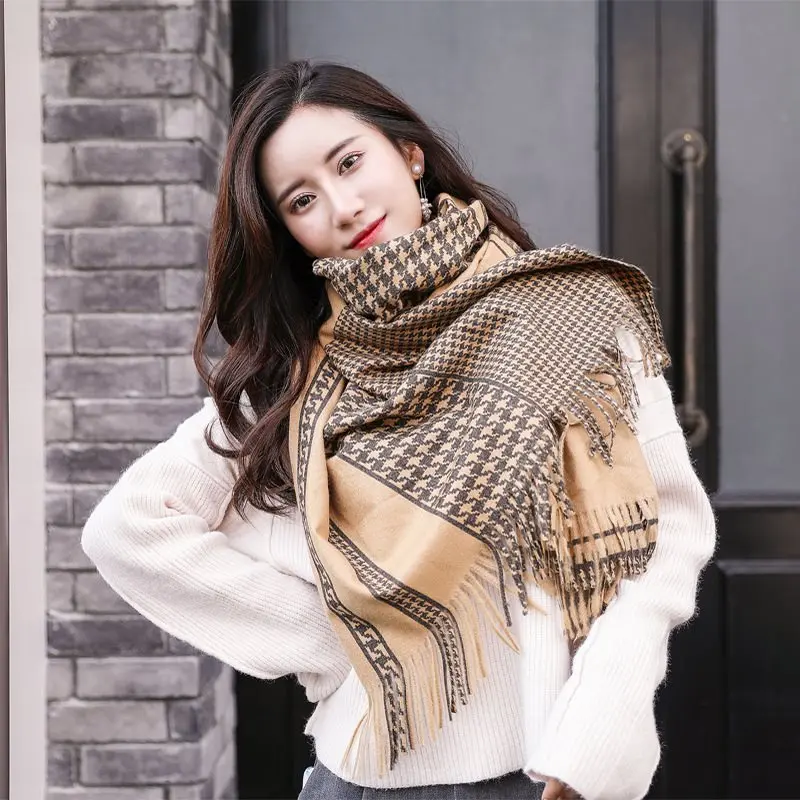 

350G New Unisex Cashmere scarf Fashion women And Men Lattice Digital Printing shawl and wraps bandana female foulard tassel