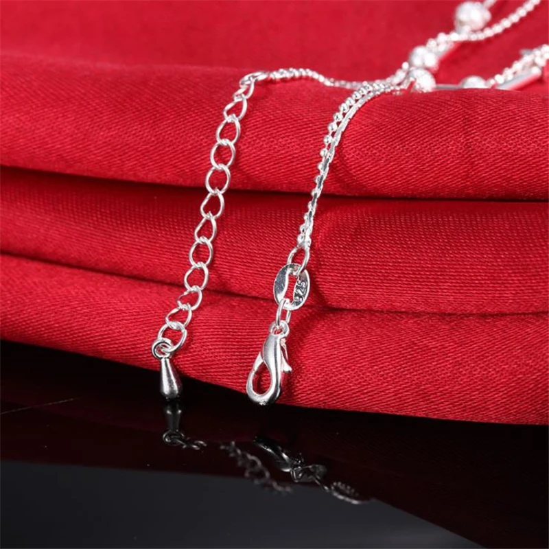 KOFSAC Fashion 925 Sterling Silver Anklets For Women Exquisite Star Small Tube Ankle Chain Jewelry Girl Summer Beach Party Gifts