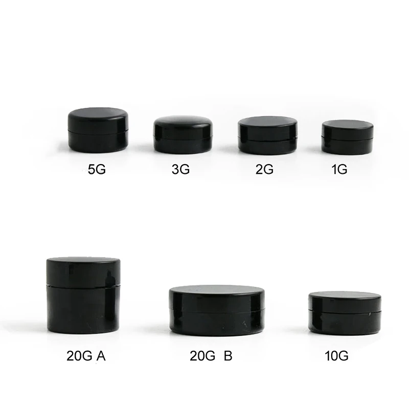 12 x Travel Small 1g 2g 3g 5g 10g 20g jars Pot Box Makeup Nail Art Cosmetic Bead Storage Container MattBlack Portable Cream Jar