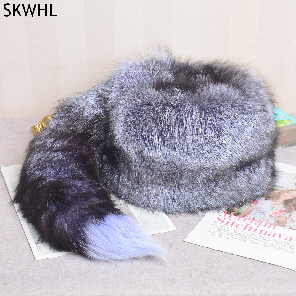 

Real Fox Fur Princess Hat Mongolian Hat Unique Process Fox Tail Design Luxury Winter Keep Warm Hats For Fashion Women Bomber Hat