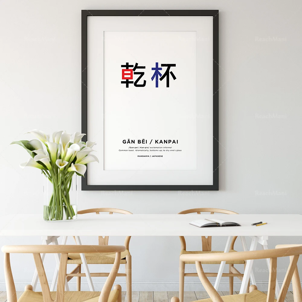 Printable Japanese drinking art, bottom-up posters, Taiwan Chinese bar decoration, fashionable gifts, cheering wall art decorati