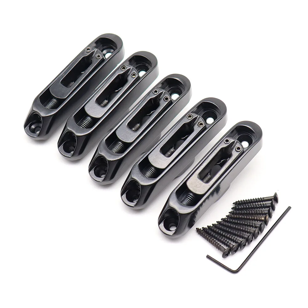 5 Pcs Guitar Bridge Sadlles Single Individual Bridge Saddles Tailpiece  Set for 5 String Electric Guitar Bass Parts