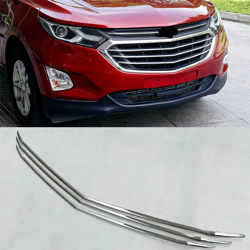 3PCS ABS Chrome Front Grill Trim Cover For Chevrolet Equinox 2018-2019 Car modification Auto parts