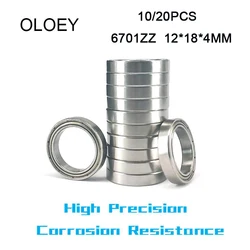 10/20pcs 6701ZZ Bearing ABEC-1 12x18x4 mm Thin Wall Section 6701 ZZ Ball Bearings Corrosion Resistance And High Quality