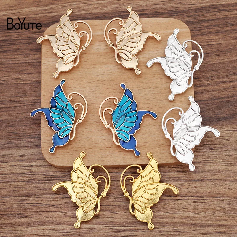 BoYuTe (20 Piecess/Lot) 38*50MM Alloy Butterfly with 4 Loops at Back Factory Supply DIY Handmade Jewelry Accessories