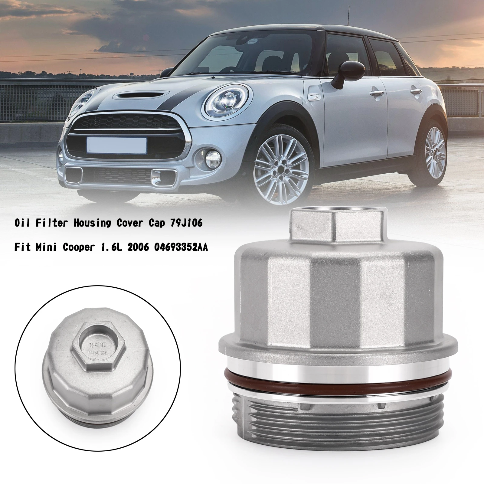 Areyourshop Oil Filter Housing Cover Cap Fit For Mini Cooper 1.6L 2002-2008 04693352AA 79J106  55231649 15358 Car Parts