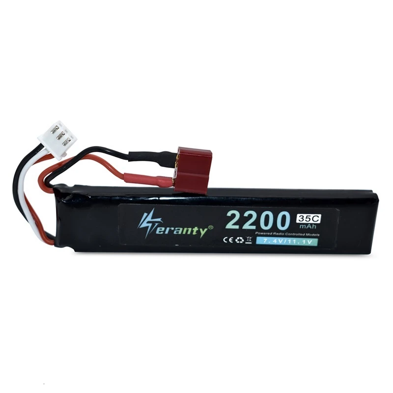 2S bateria pistoletu na wodę 101mm z wtyczką T 7.4V 2200mAh bateria Lipo dla M4 AK47 Mini Airsoft BB pistolet powietrza zabawki elektryczne części