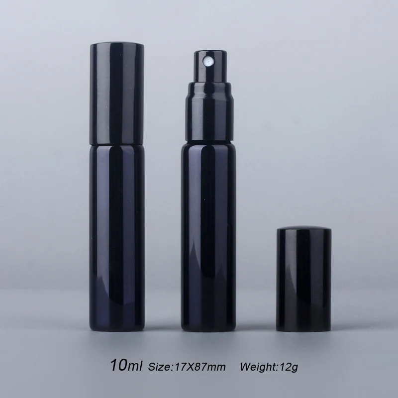 50Pieces/Lot 10ML Portable UV Glass Refillable Perfume Bottle With Aluminum Atomizer Spray Bottles Sample Empty Containers