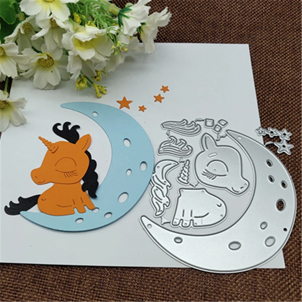 

Moon Unicorn star Metal Cutting Dies Stencils For DIY Scrapbooking Decorative Embossing Handcraft Template