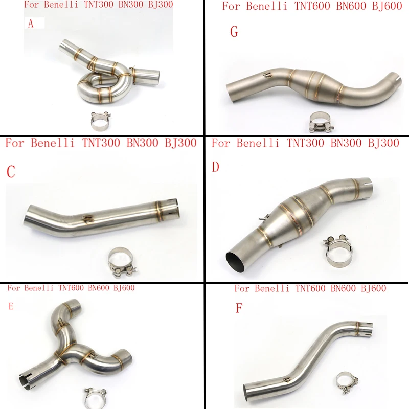 For Benelli 600 TNT600 BN600 BJ600 300 TNT300 BN300 BJ300 Exhaust Motorcycle Link Pipe Middle Tube Escape Moto