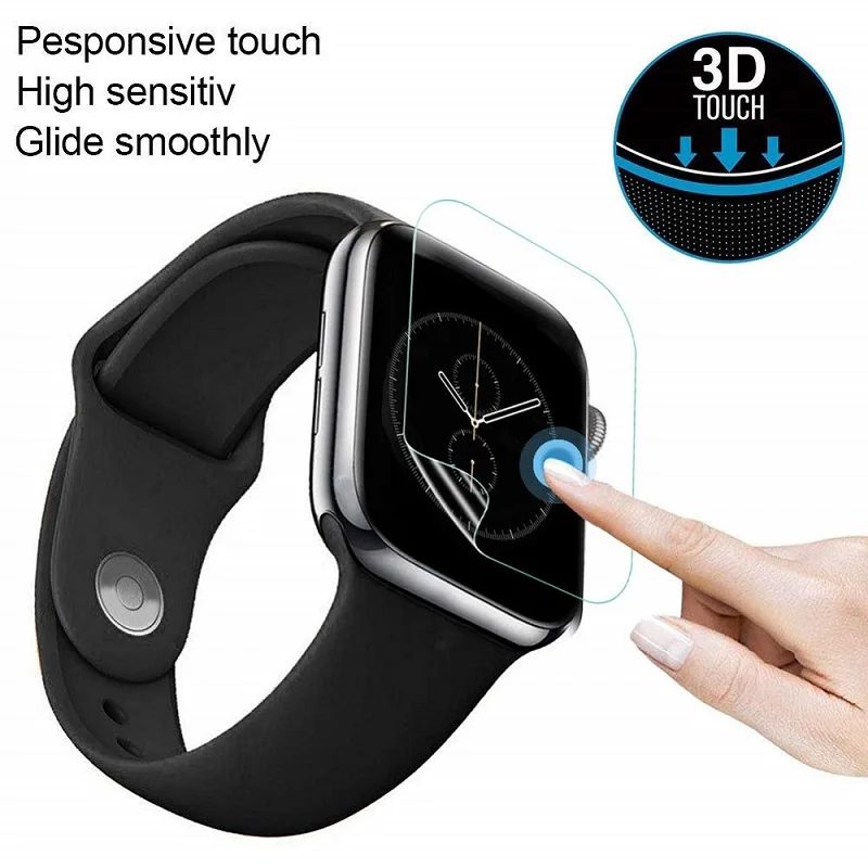 For Apple Watch Series9 8 7 6 5 4 Soft Protective Film 41 45 38 40 42 44 mm Full Cover Transparent Sticker Screen Protector Film