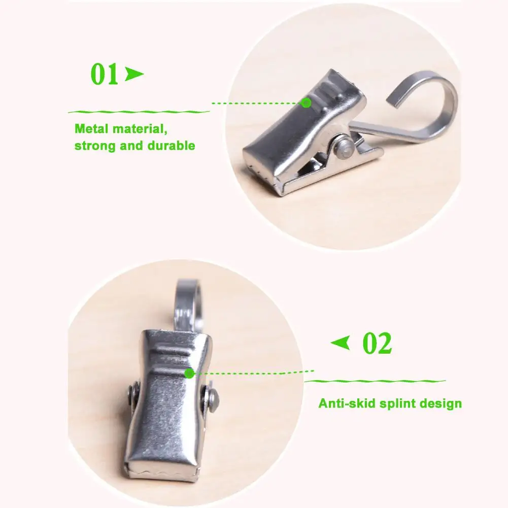 금속 샤워 커튼 클립 10Pcs 욕실 드레이프 후크 행거 클램프 액세서리