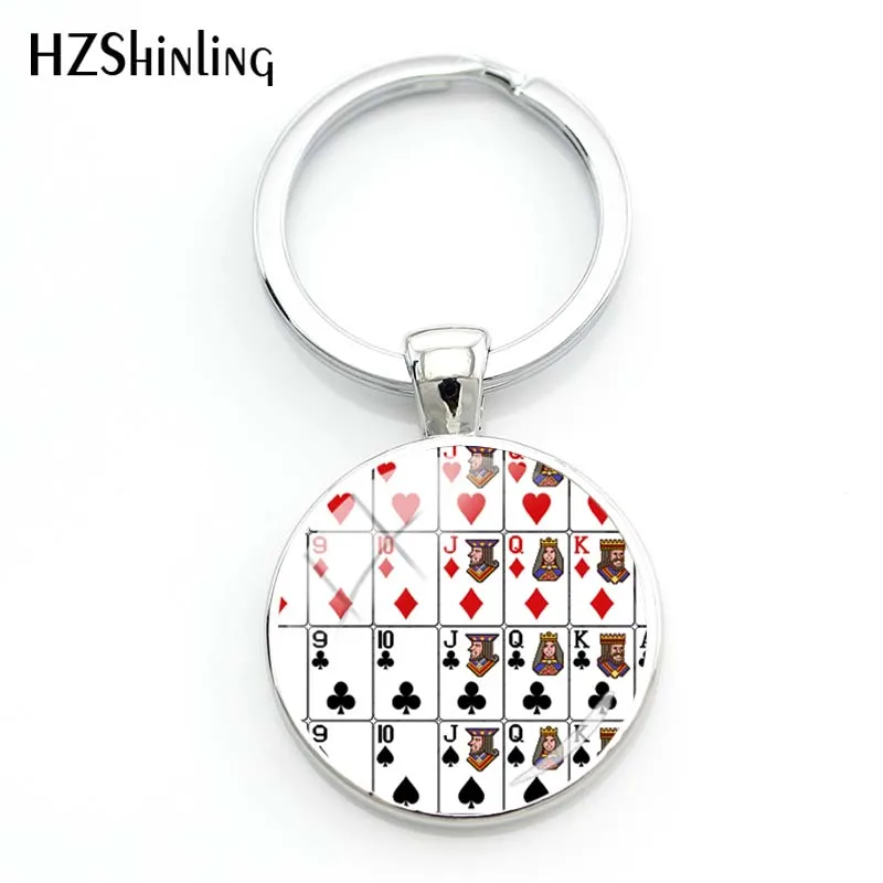 2020 Fashion Classic Poker Keychain Men Hot Male Glass Cabochon Key Chains Handmade Key Rings Best Gift Car Key Pendant