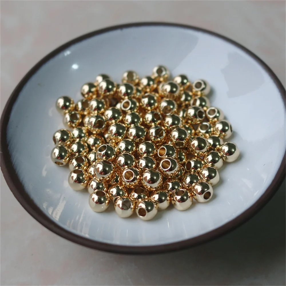 18K Gold Color DIY Bracelet Color Preserving Round Beads K Gold Beads 2/3/3/5/6mm (100 pieces per copy)