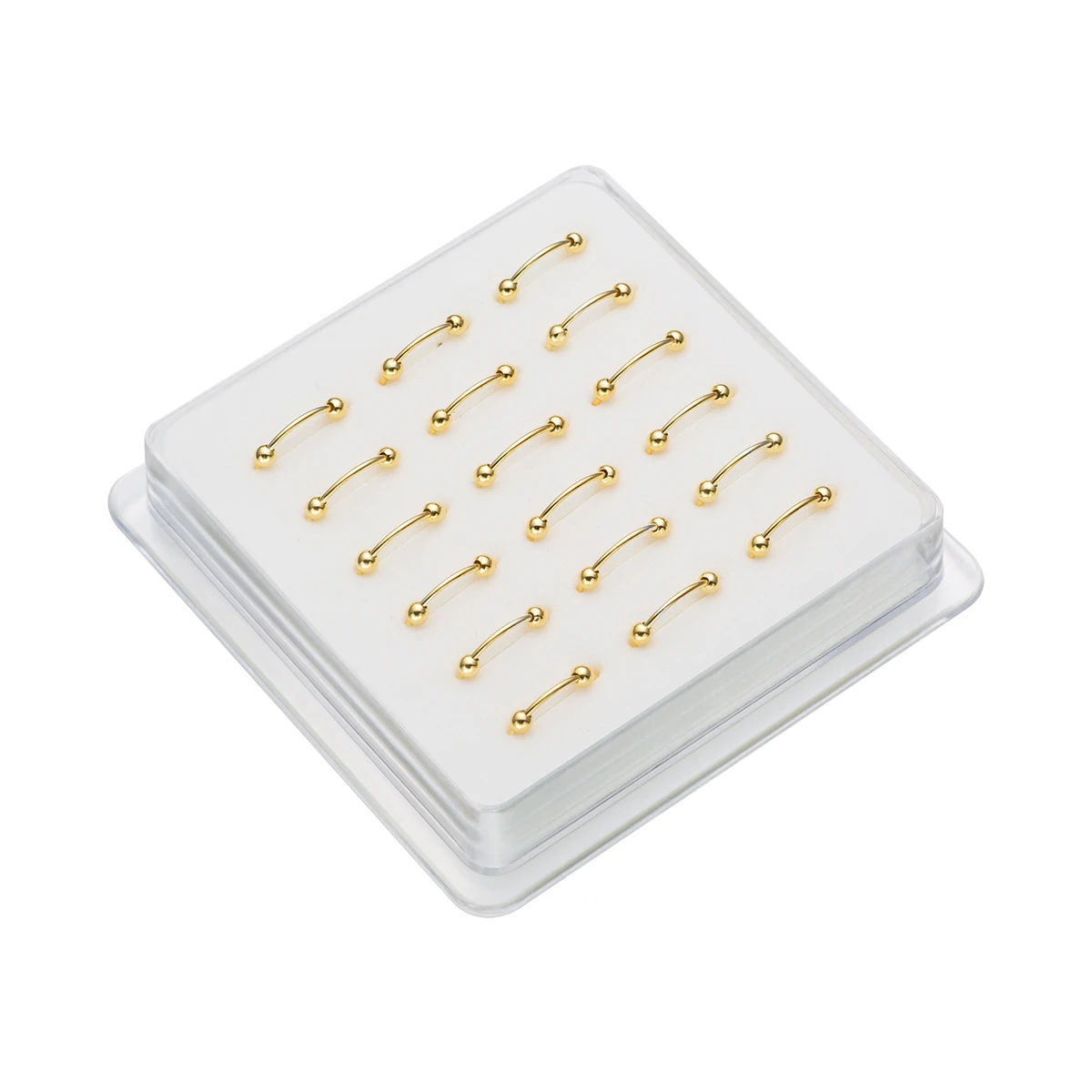 18Pcs/Box 925 Silver Double Ball Adjustable Thin Nose Hoop Ring Tragus Cartilage Body Piercing Jewelry