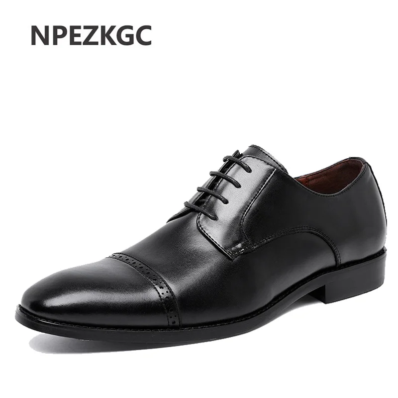 

2020 Leather Men Dress Shoes Formal Wedding Party Shoes For Men Retro Brogue Shoes Luxury Brand Men's Oxfords