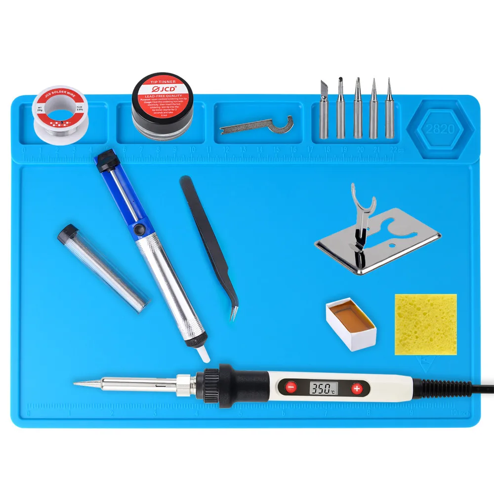 JCD-Kit de soldador eléctrico de 80W, temperatura ajustable, pantalla Digital LCD, 220V, herramientas de soldadura de retrabajo, 908S