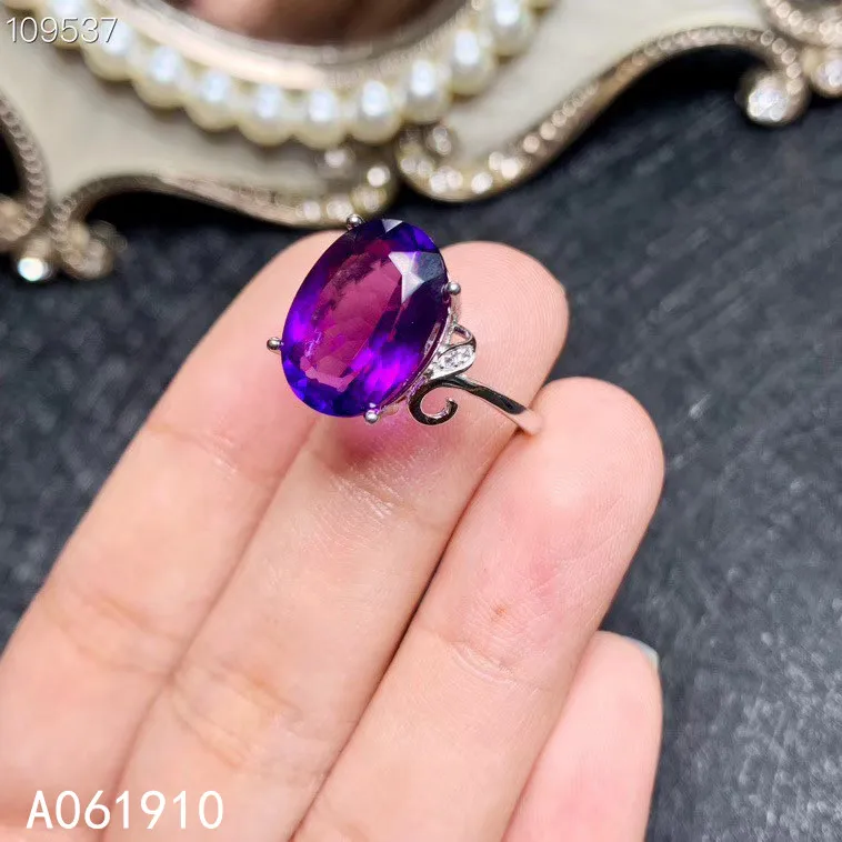 

KJJEAXCMY fine jewelry 925 sterling silver inlaid Amethyst gemstone ladies ring fashion popular