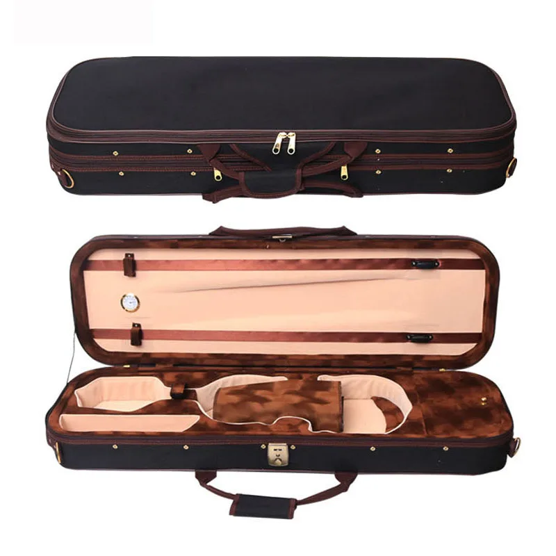 Violin Case 4/4 3/4 1/2 1/4 1/8 black Foam Square Violin Box With hygrometer Violin Accessary