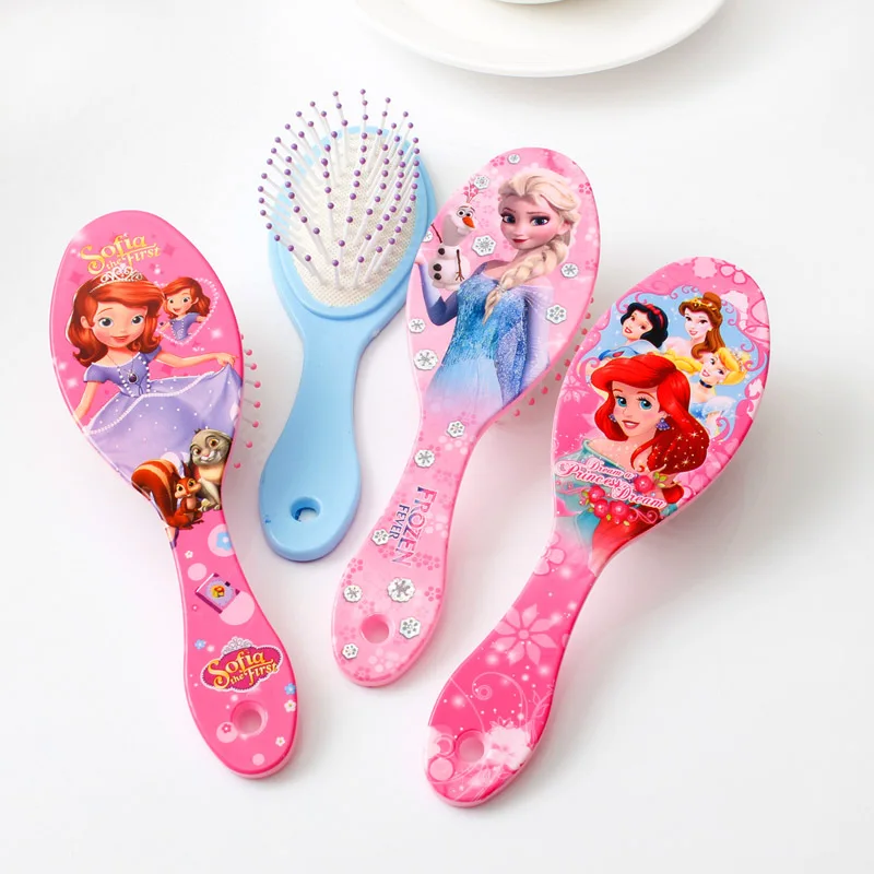 1pcs Princess Minnie Frozen Comb Cartoon Cute Disney Beauty fashion toys Curly Hair Brush Combs Anti-static Brush Comb