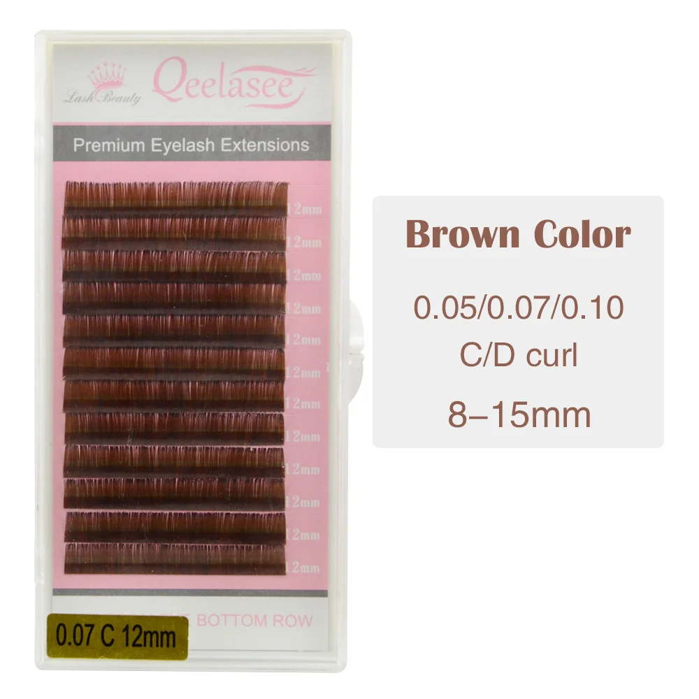 Qeelasee Braune Wimpernverlängerungen aus Nerz, Hochwertiges Make-up-Material, Weiche Natürliche Vorgefertigte Volumen-Wimpern – Detail 3