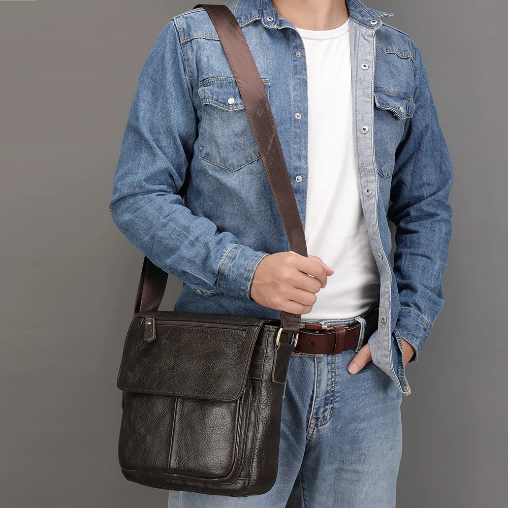 WESTAL-Bolso de hombro de alta calidad para hombre, bandolera de cuero de vaca, capacidad, 819A